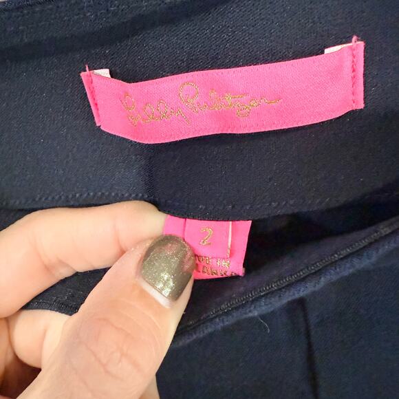Lilly Pulitzer Merrin High-Rise Stretch Pants Navy Size 2 - Picture 2 of 3